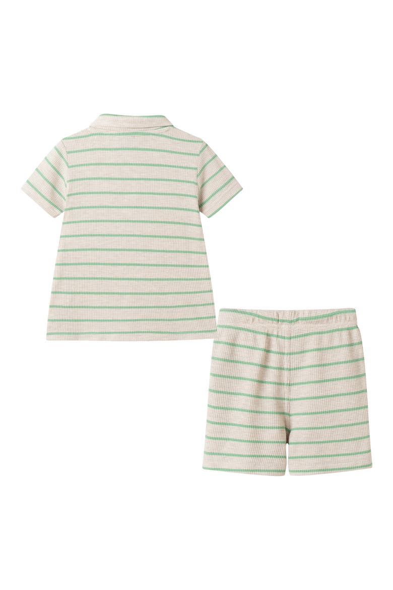 Kids' Waffle Knit Polo & Shorts Set, Alternate, color, OATMEAL STRIPE