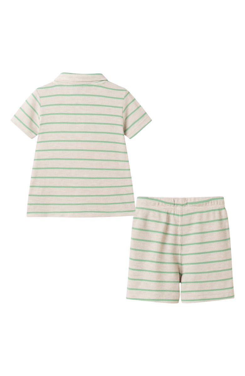 Andy & Evan Kids' Waffle Knit Polo & Shorts Set, Alternate, color, Oatmeal Stripe