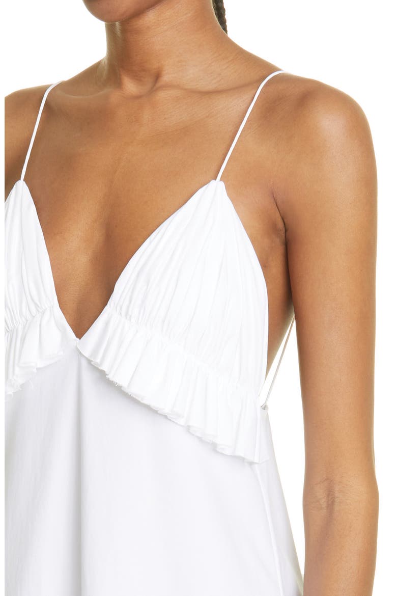 Ade Ruffle Trim Cotton Twill Minidress, Alternate, color, WHITE