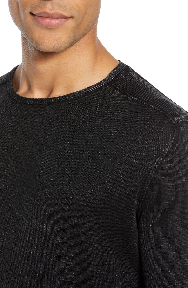 John Varvatos Walter Long Sleeve Acid Wash Crewneck T-Shirt, Alternate, color, Black