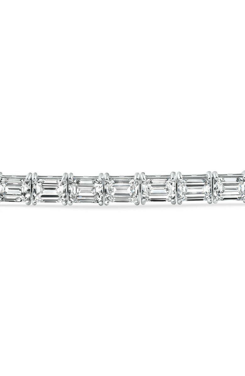 Bliss Diamond 26Ct Emerald Cut Diamond East West Tennis Bracelet 14k Gold Lab Grown 7", Alternate, color, White Gold