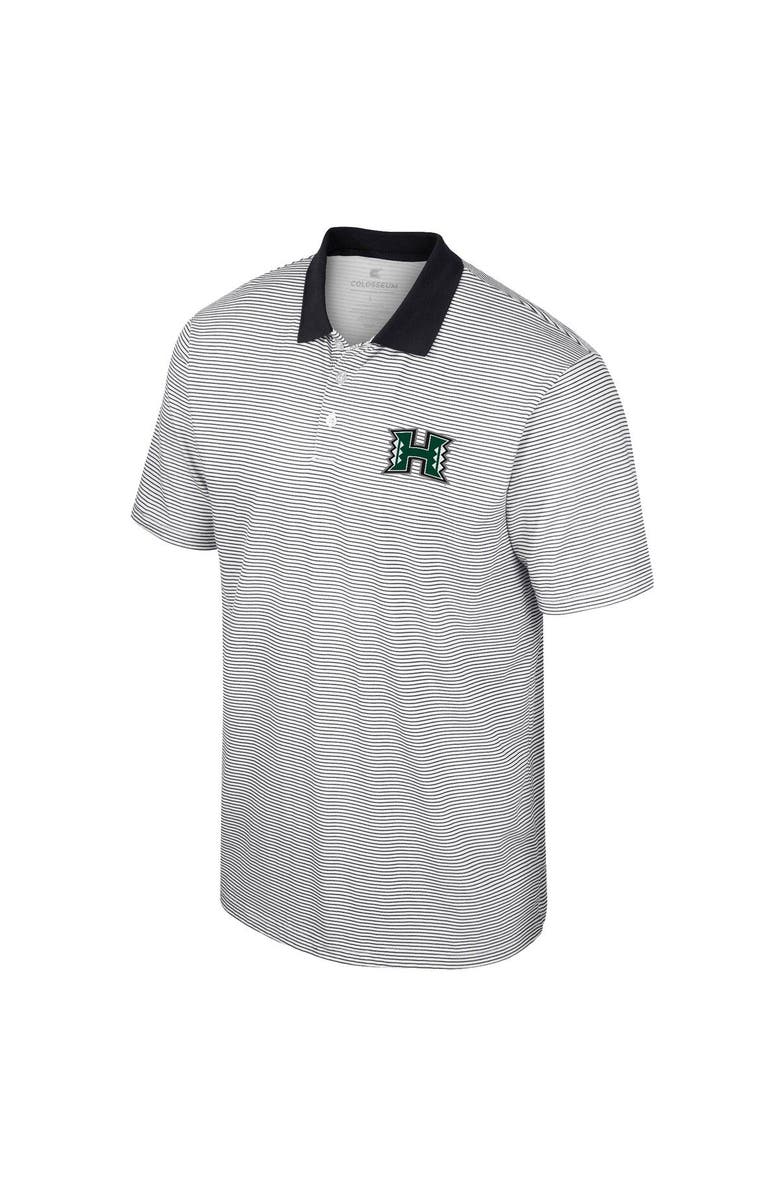 COLOSSEUM Men's Colosseum White Hawaii Athletics Print Stripe Polo, Alternate, color, White