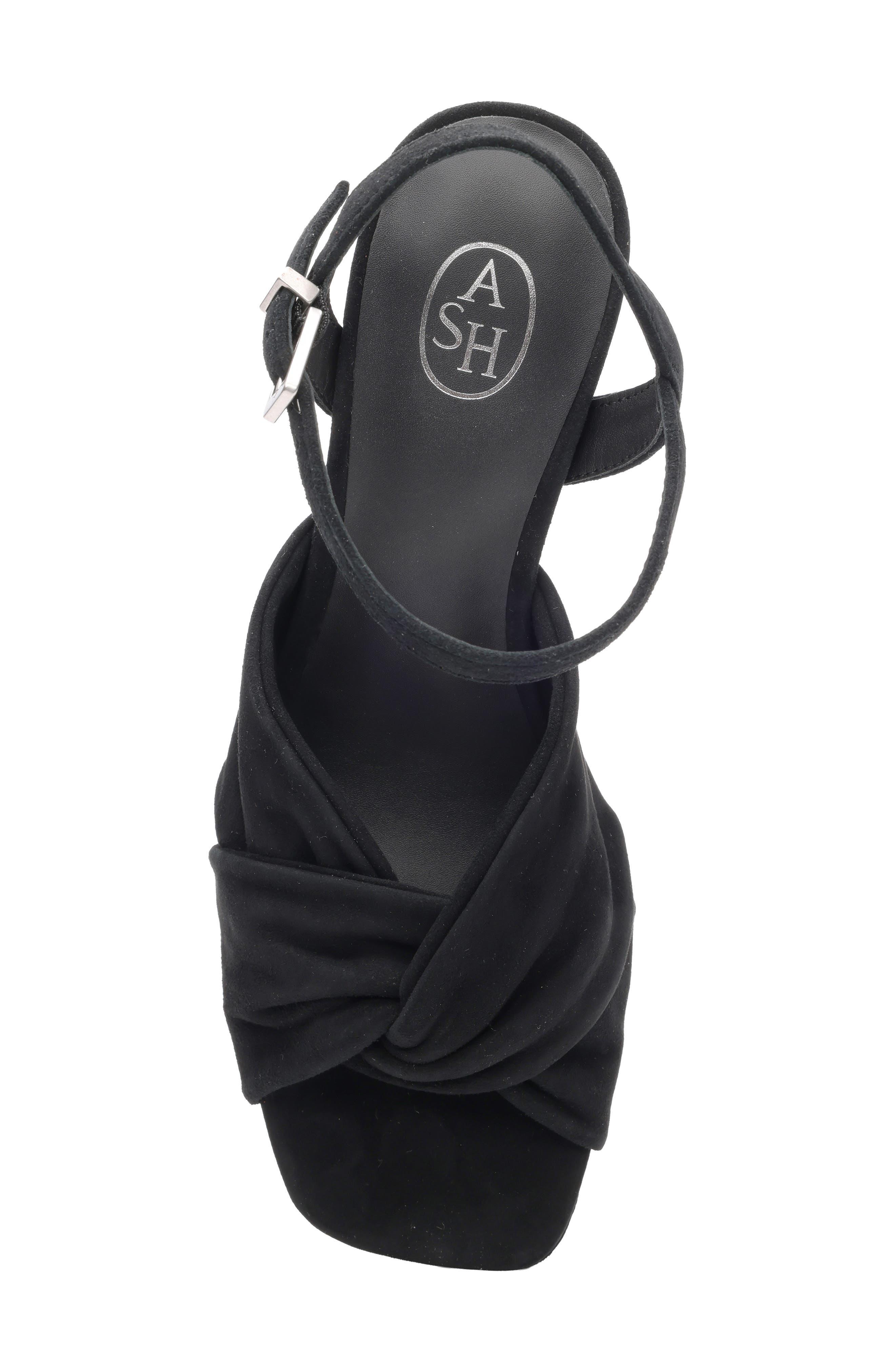 Ash Opus Suede Ankle Strap Platform Sandal, Alternate, color, Black