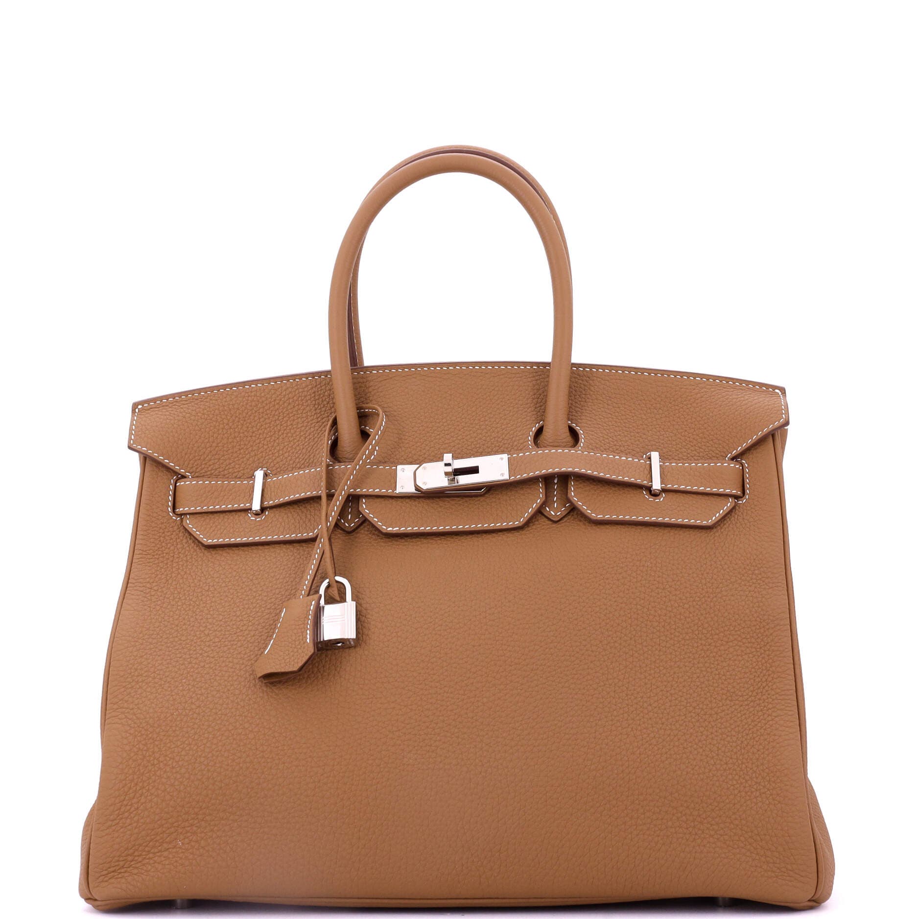 Pre-Owned Hermes Birkin Handbag Brown Togo with Palladium Hardware 35, Main, color, 