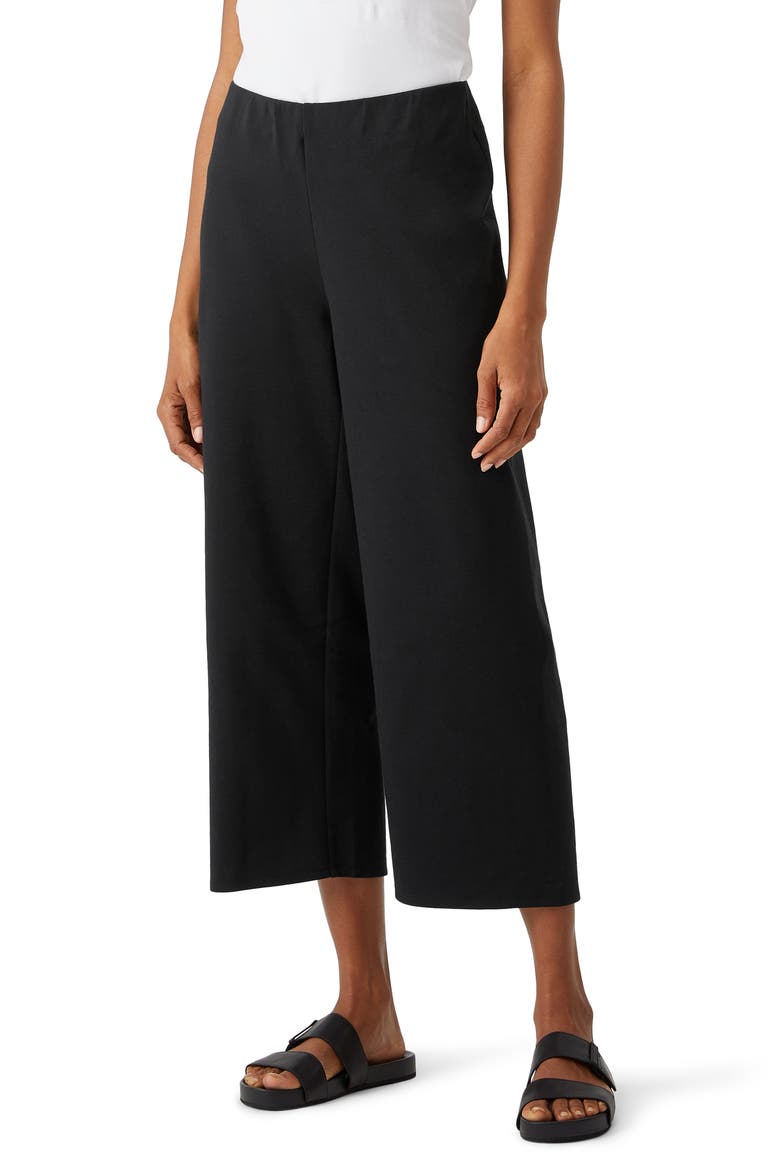 High Waist Cropped Straight Leg Pants, Main, color, BLACK