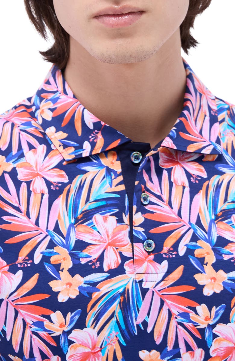 Bugatchi Hendrix Digital Floral Print Pima Cotton Polo, Alternate, color, 