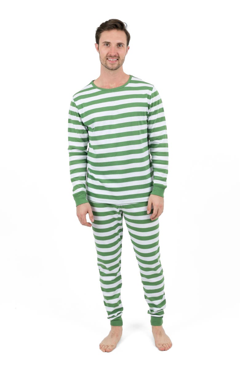 Leveret Men
s Cotton Striped Matching Family Holiday Pajamas, Main, color, Green
White