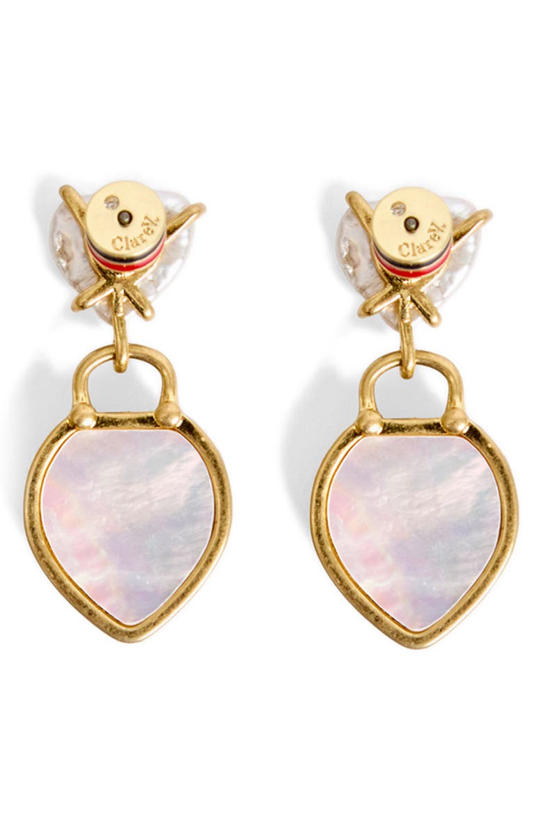 Clare V. Le Heartbreaker Drop Earrings, Alternate, color, Green Multi