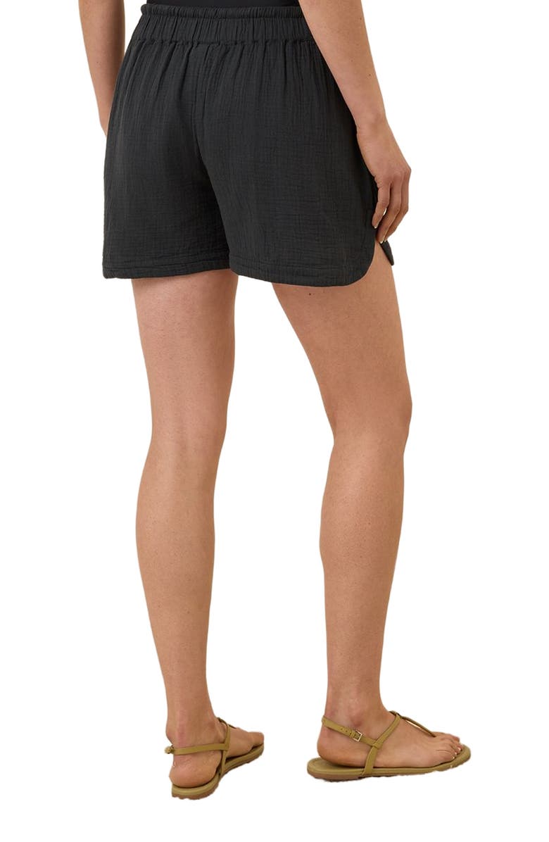 Pact Organic Cotton Coastal Double Gauze Curved Hem Short, Alternate, color, Black