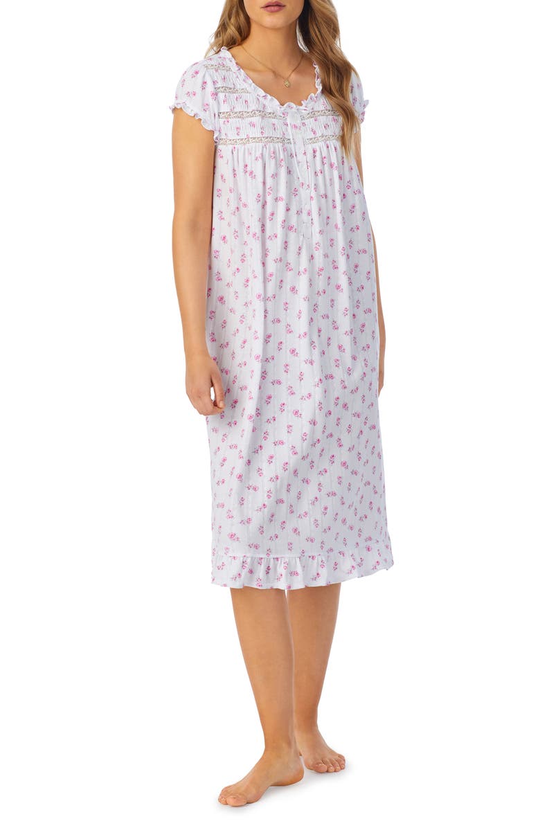 Eileen West Waltz Floral Short Sleeve Nightgown, Main, color, 