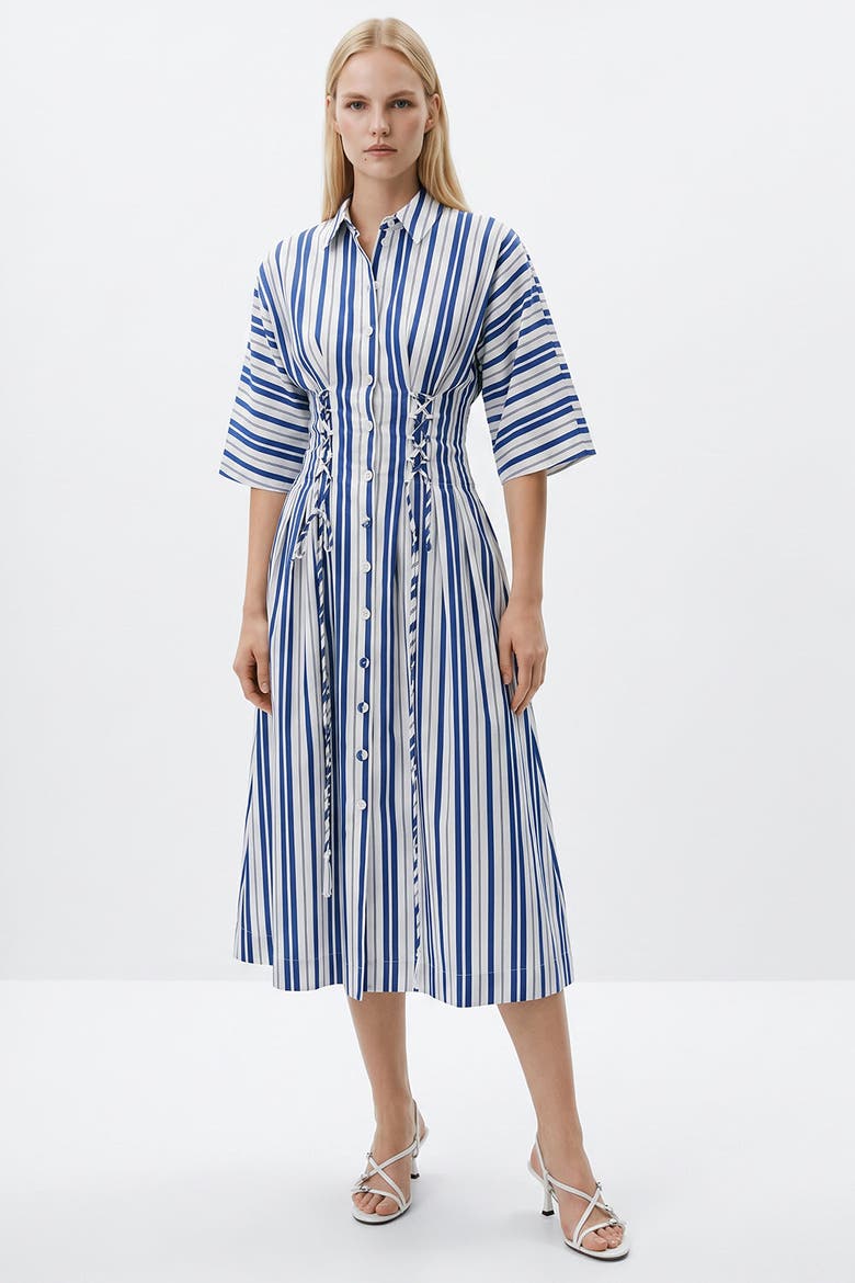 Deryll Tie Detail Regular Midi Dress, Alternate, color, Sax