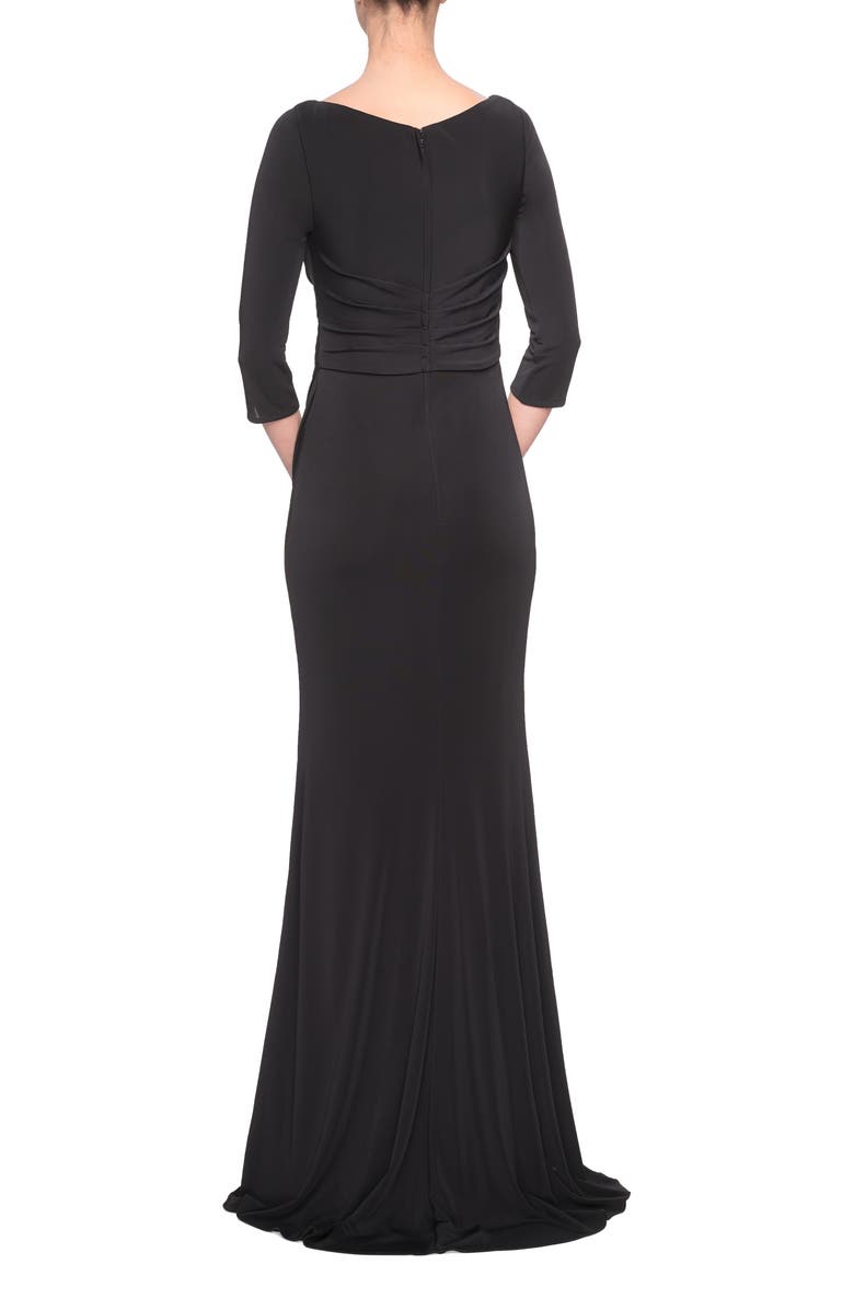 La Femme Ruched Jersey Column Gown, Alternate, color, 