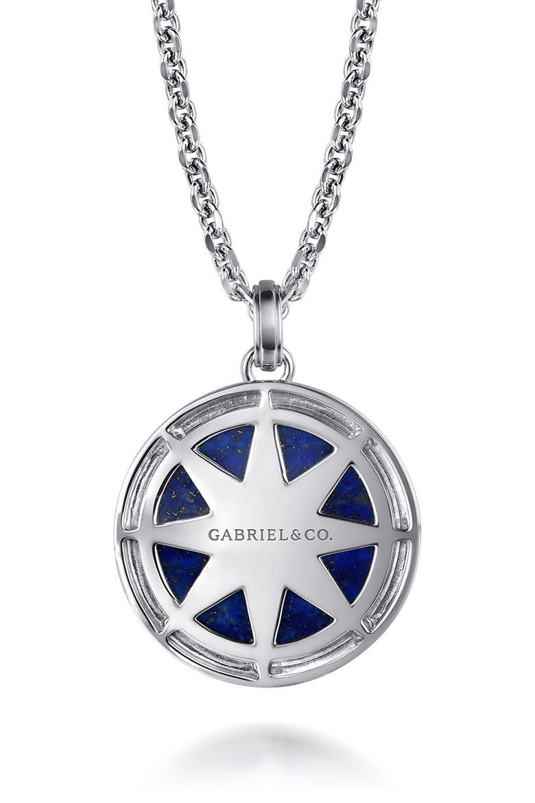 Men's Polaris Lapis Lazuli & Diamond Compass Pendant Necklace, Alternate, color, STERLING SILVER/ LAPIS
