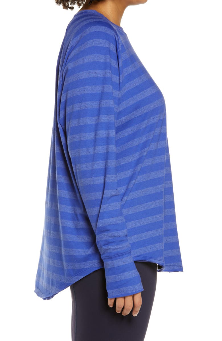 Zella Women's Washed Stripe Relaxed Cotton Blend T-Shirt, Alternate, color, 