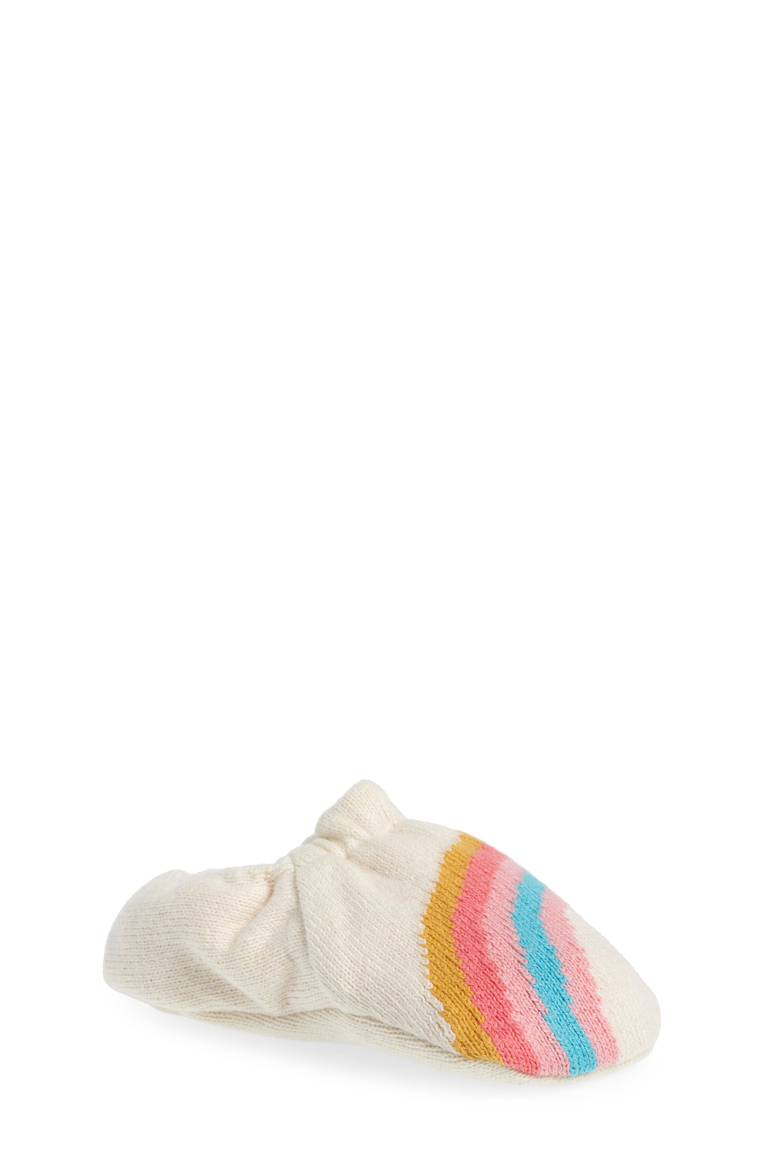 Rainbow Knit Crib Shoe, Main, color, PINK