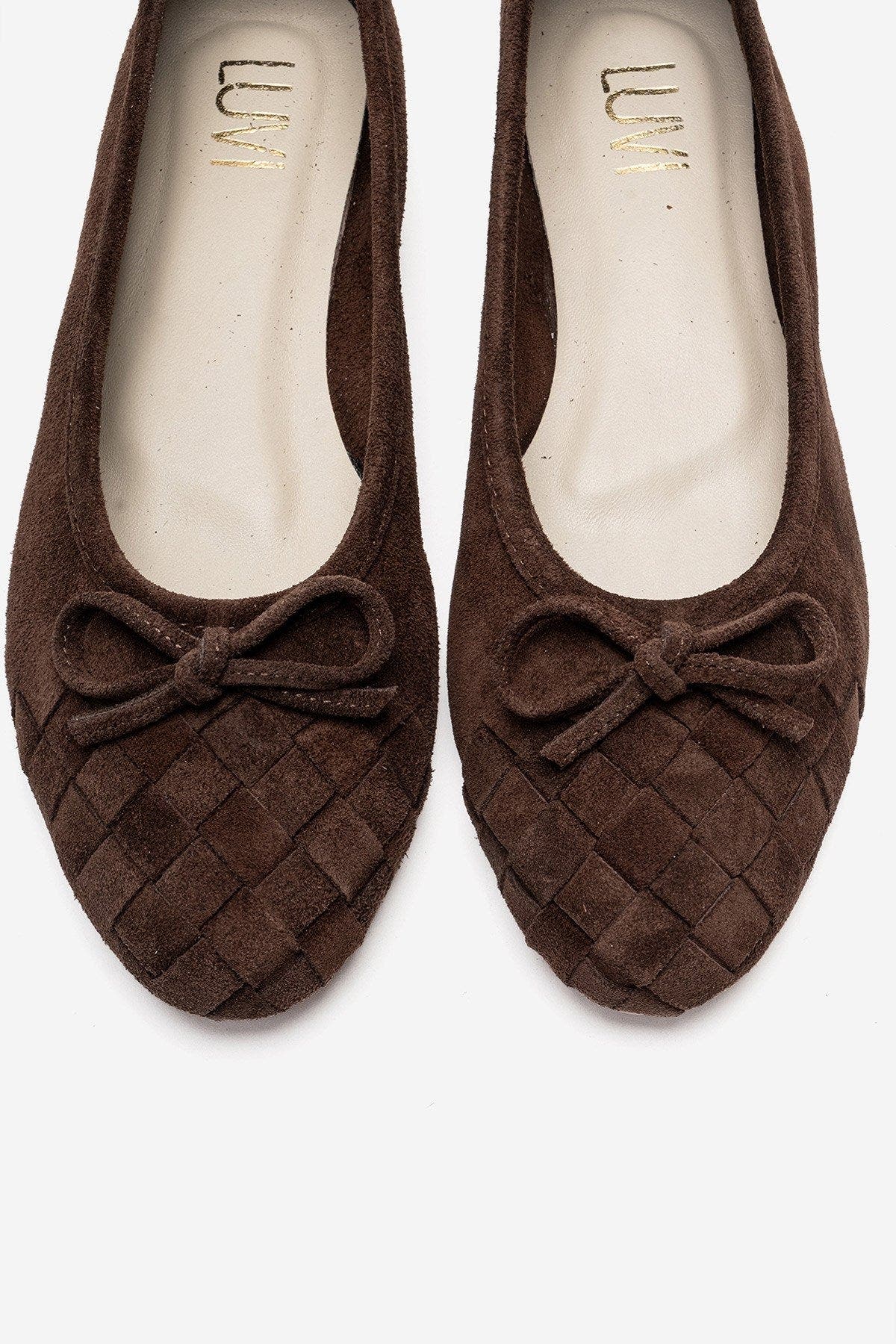 Nopos Leather Cap Toe Ballet Flat, Alternate, color, Brown Suede