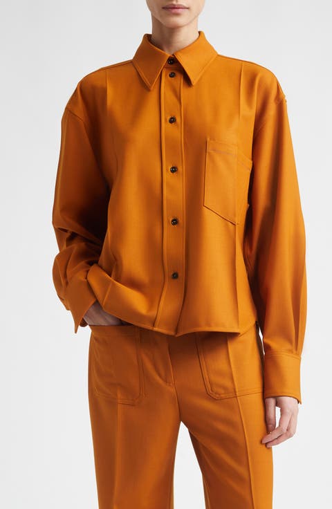 Long Sleeve Crop Button-Up Shirt