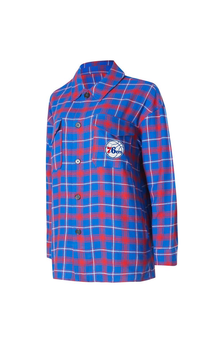 College Concepts Women's College Concepts Royal/Red Philadelphia 76ers Boyfriend Button-Up Nightshirt, Alternate, color, Royal