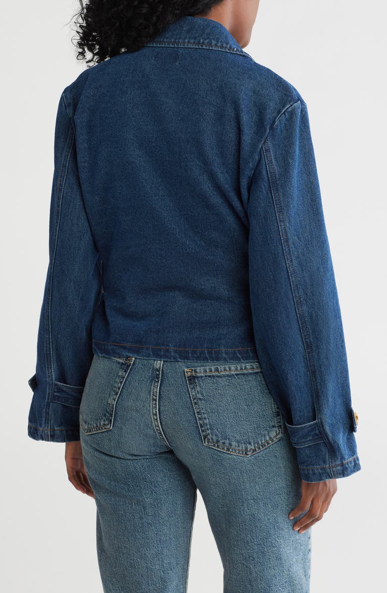 Steve Madden Belted Crop Trench Denim Jacket, Alternate, color,