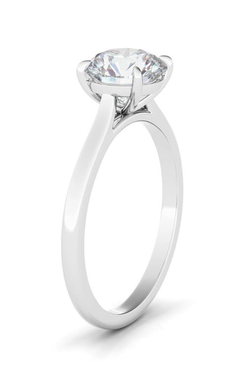 Hautecarat 18k White Gold Round Cut Lab Created Diamond Engagement Ring In 18k White Gold
