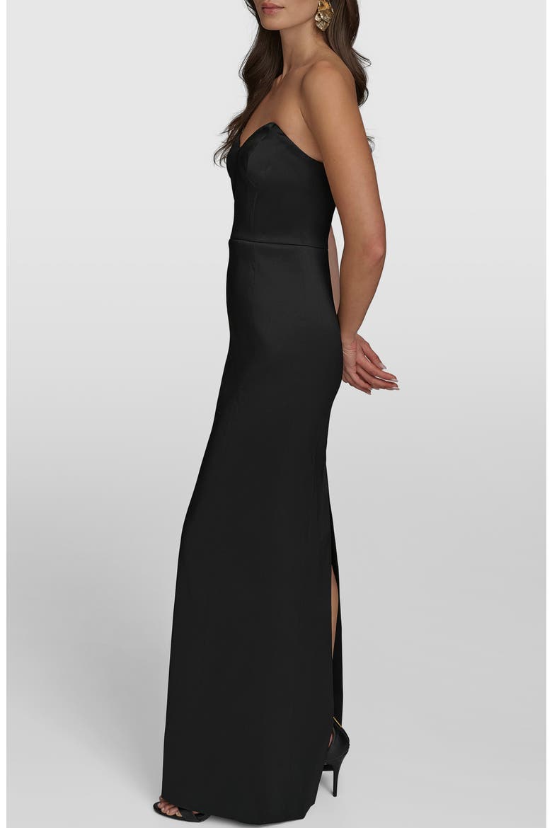 Strapless Satin Gown, Alternate, color, BLACK