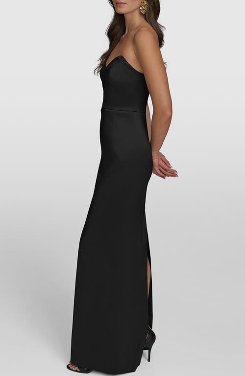 Donna Karan New York Strapless Satin Gown In Black