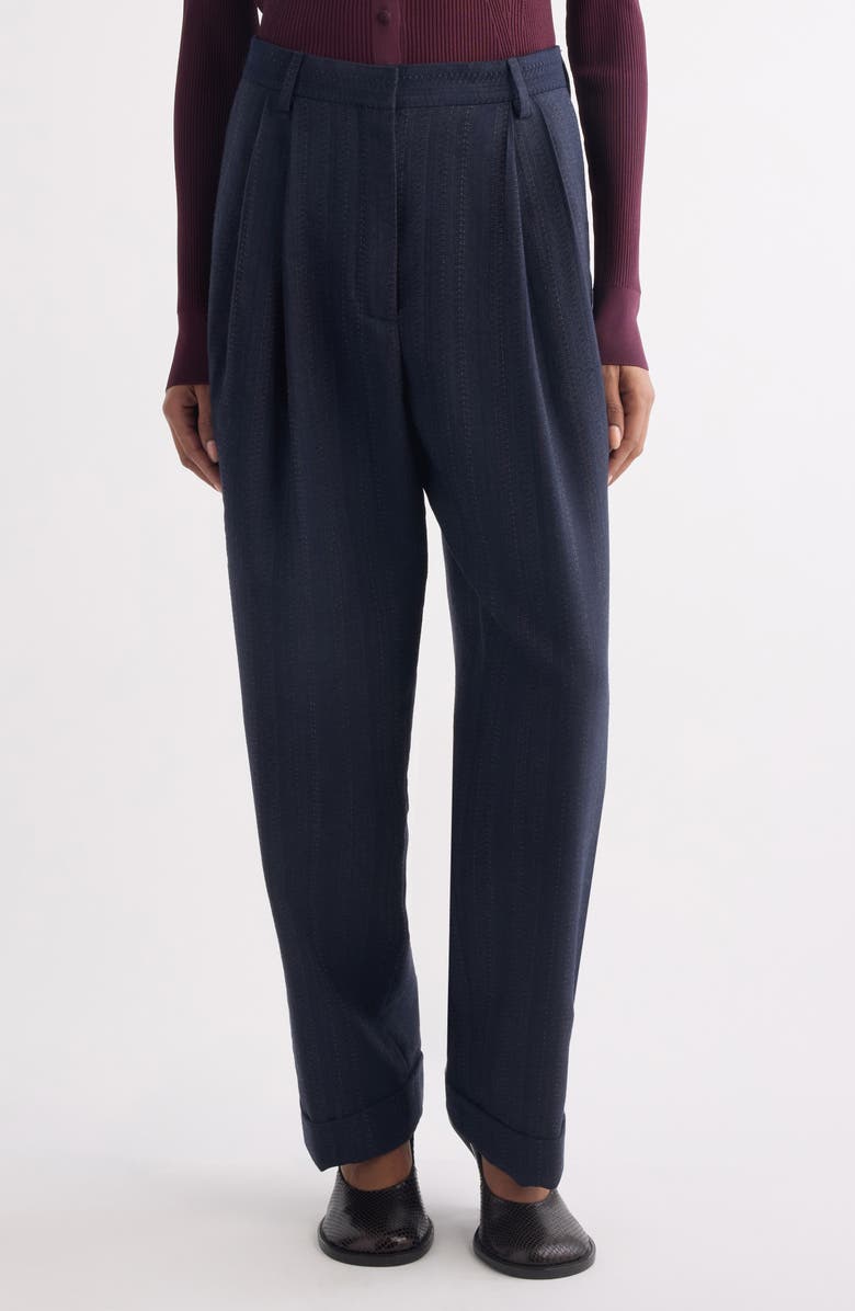 Dries Van Noten Partan Stripe Jacquard Pants, Main, color, Navy