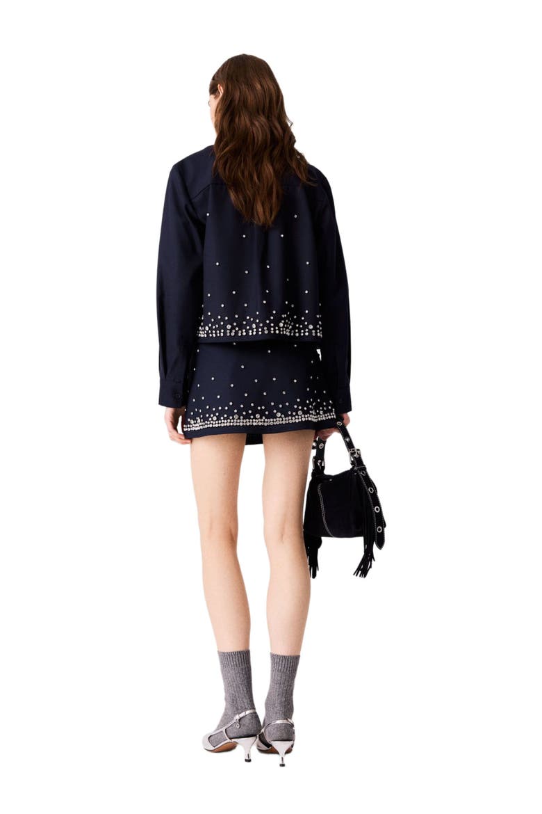 Rhinestone layered skort, Alternate, color, Navy