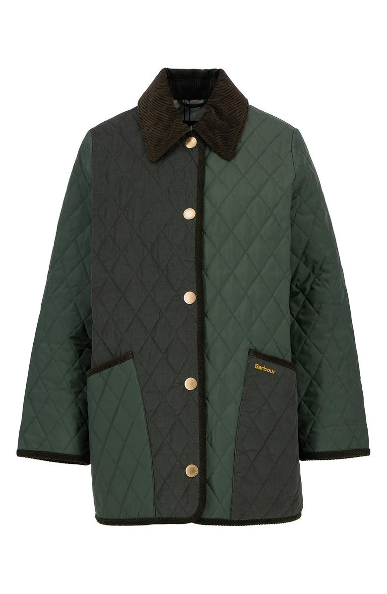 Barbour Meryl Colorblock Quilted Jacket, Alternate, color, Olive/ Ancient Tartan