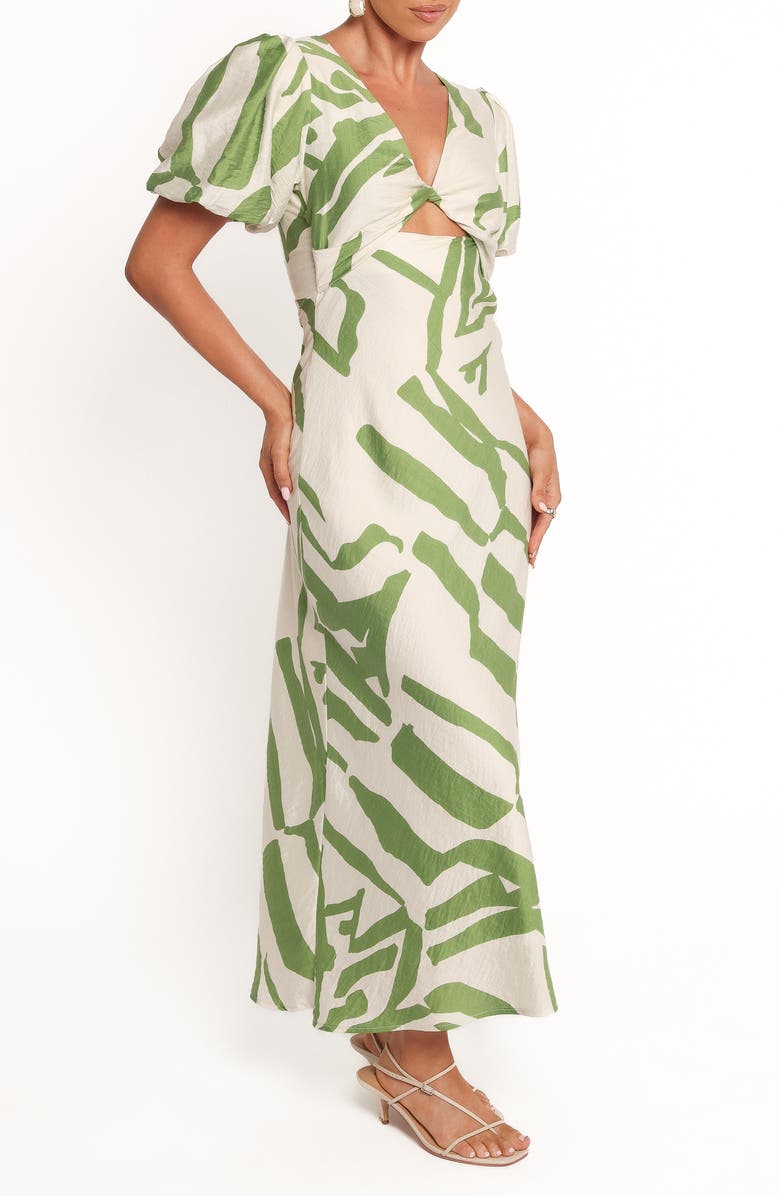 Petal & Pup Ginevra A-Line Maxi Dress, Alternate, color, Cream/ Green