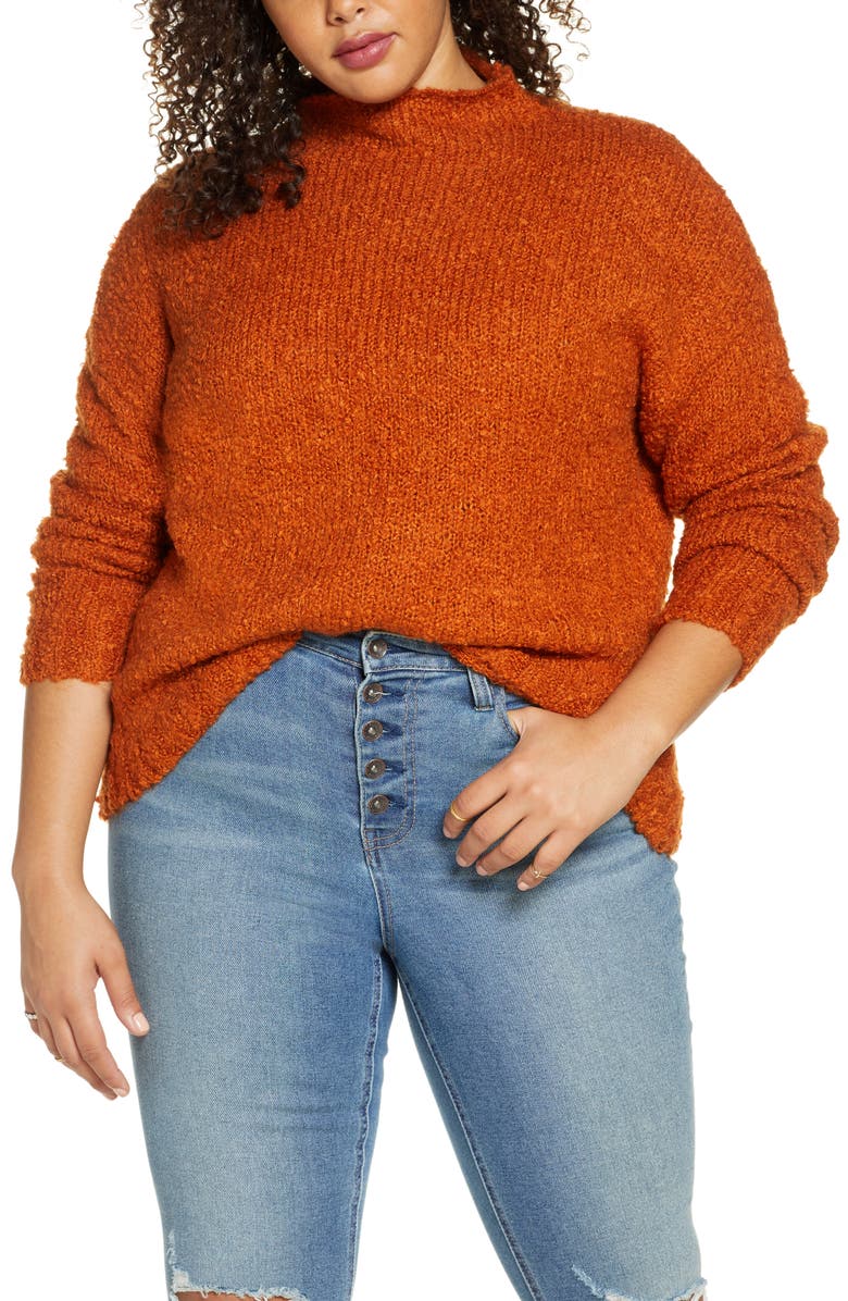 BP. Funnel Neck Bouclé Sweater, Main, color, 