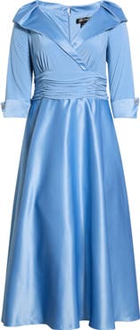 Jessica Howard Portrait Collar Mixed Media Gown