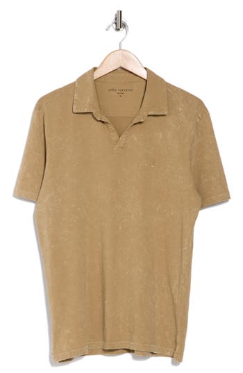 John Varvatos Bodhi Marble Wash Polo In Camel