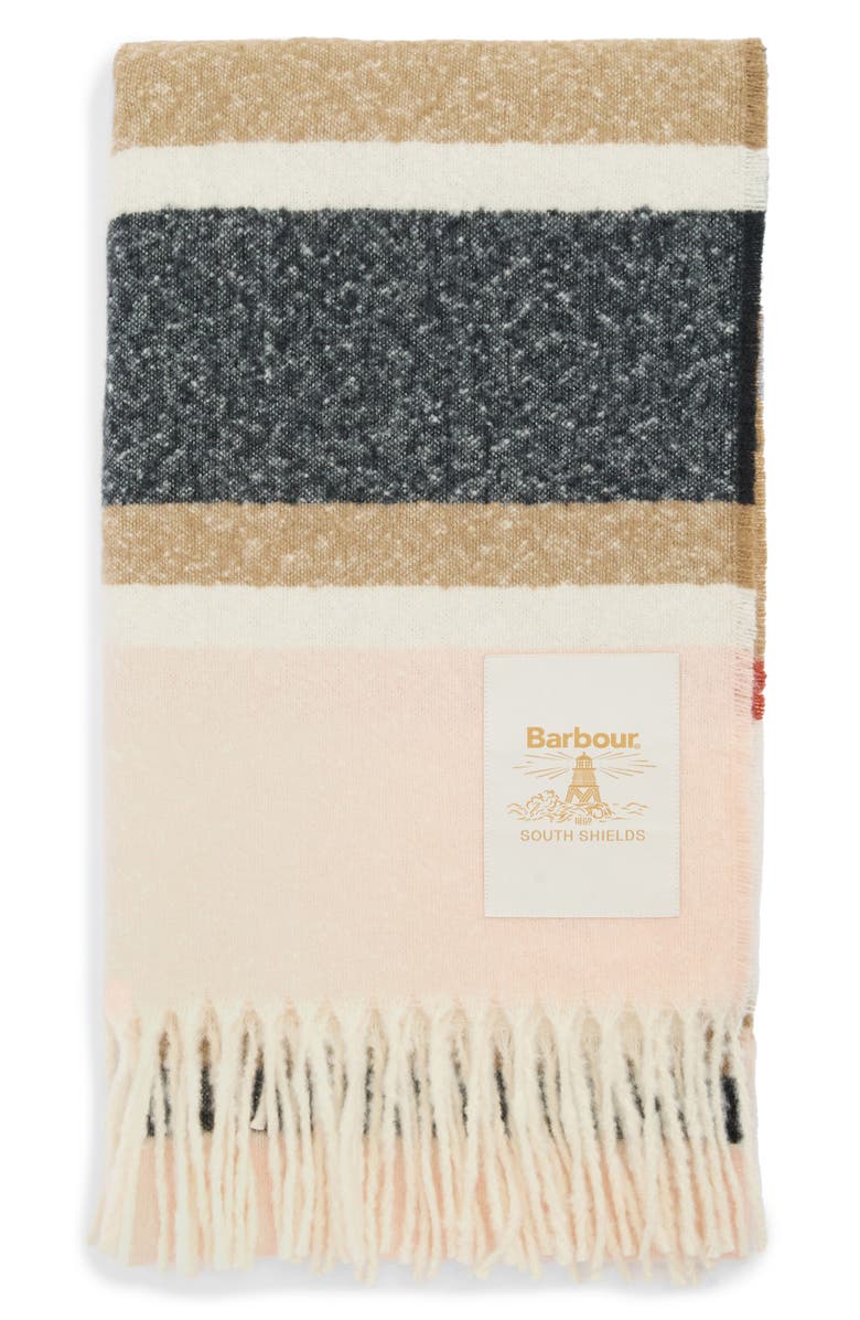 Barbour Paige Fringe Scarf, Alternate, color, Beige Multi