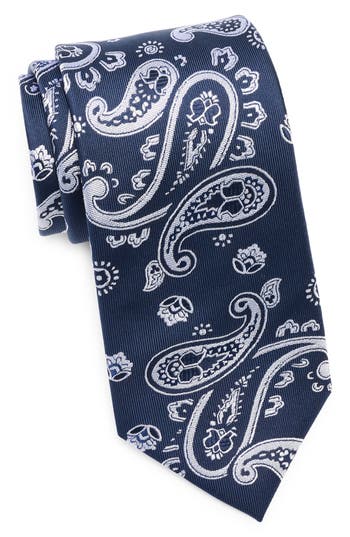 Duchamp Paisley Jacquard Silk Tie In Blue