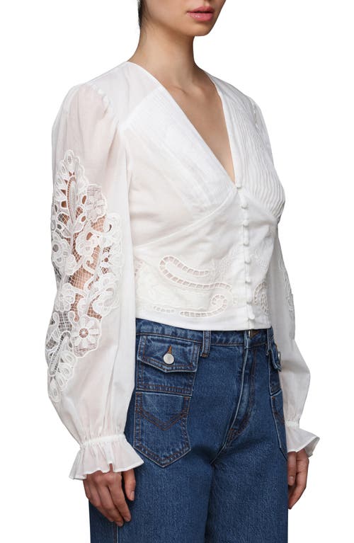 Avec Les Filles Pintuck Lace Shirt In White