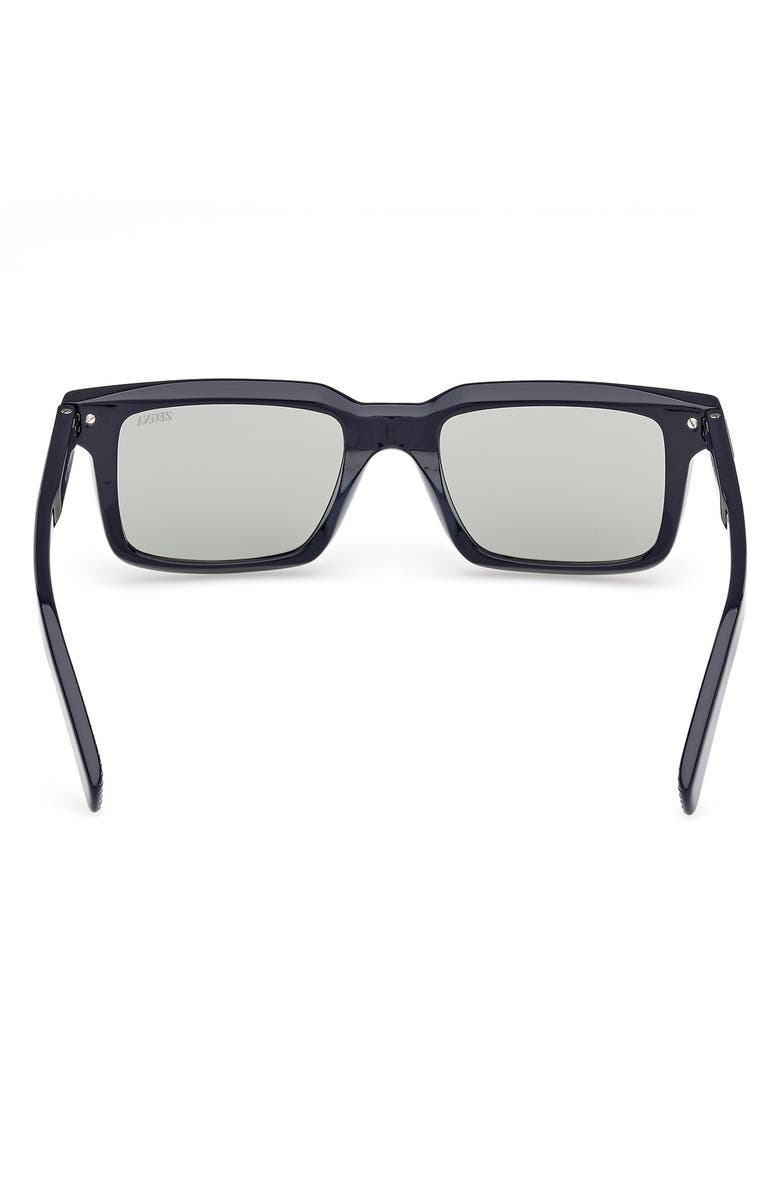ZEGNA 53mm Rectangular Sunglasses, Alternate, color, Shiny Blue / Matte Gunmetal