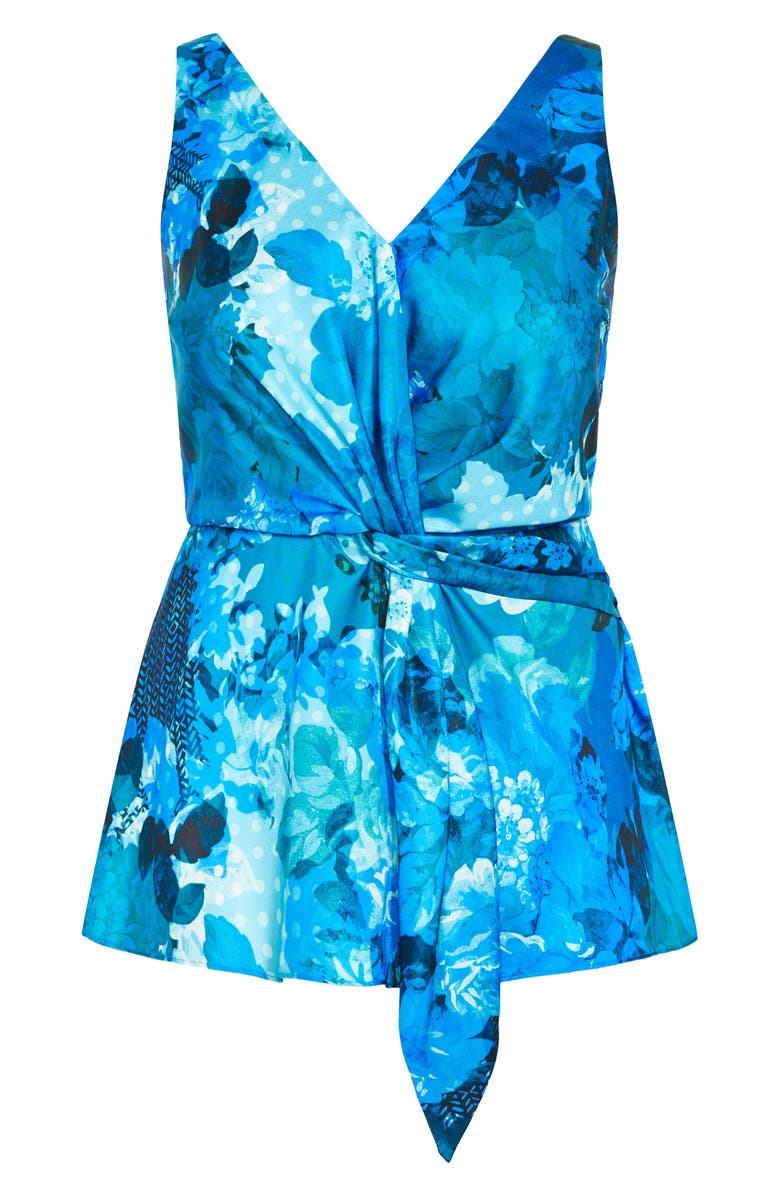 City Chic Serena Twist Floral Tank, Alternate, color, 