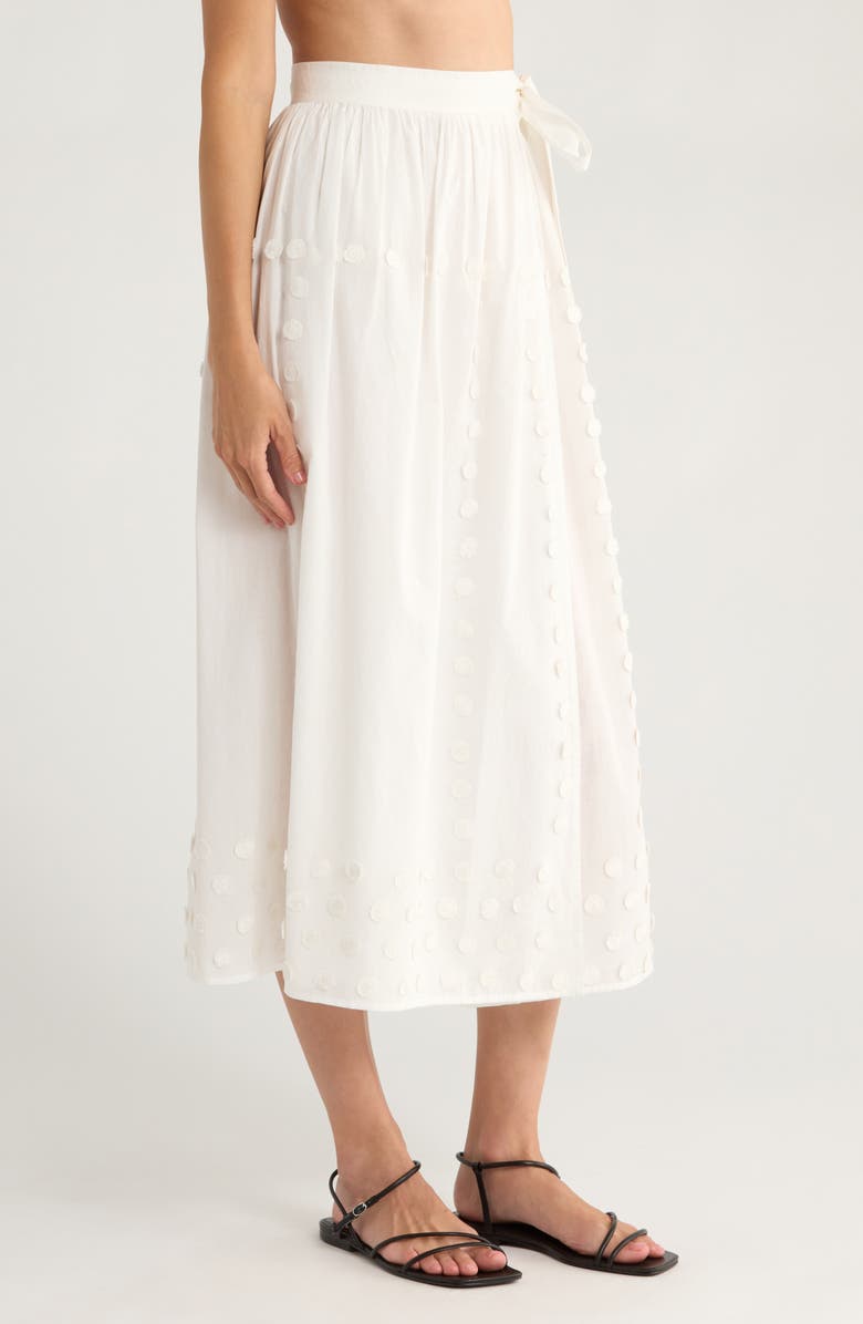 Ulla Johnson Kyla Floral Appliqué Cotton Cover-Up Wrap Skirt, Alternate, color, Pristine