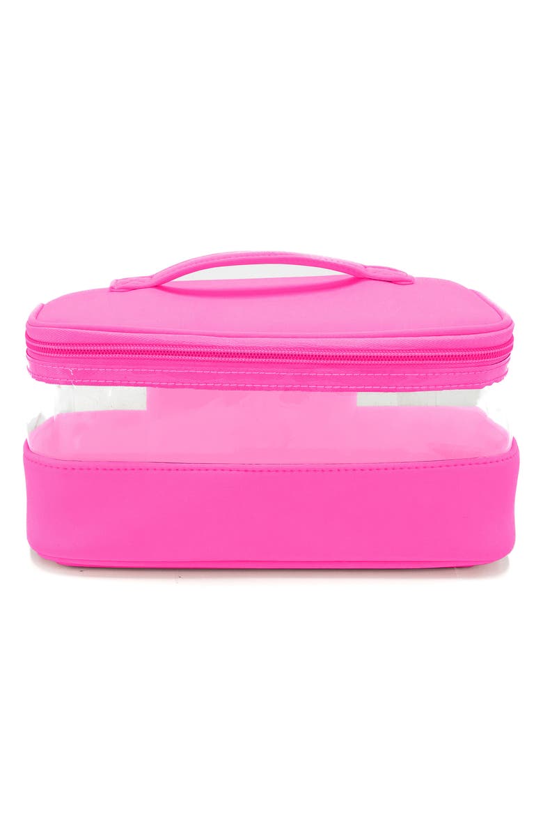 MYTAGALONGS Velour Medium Train Cosmetics Case, Main, color, Hot Pink