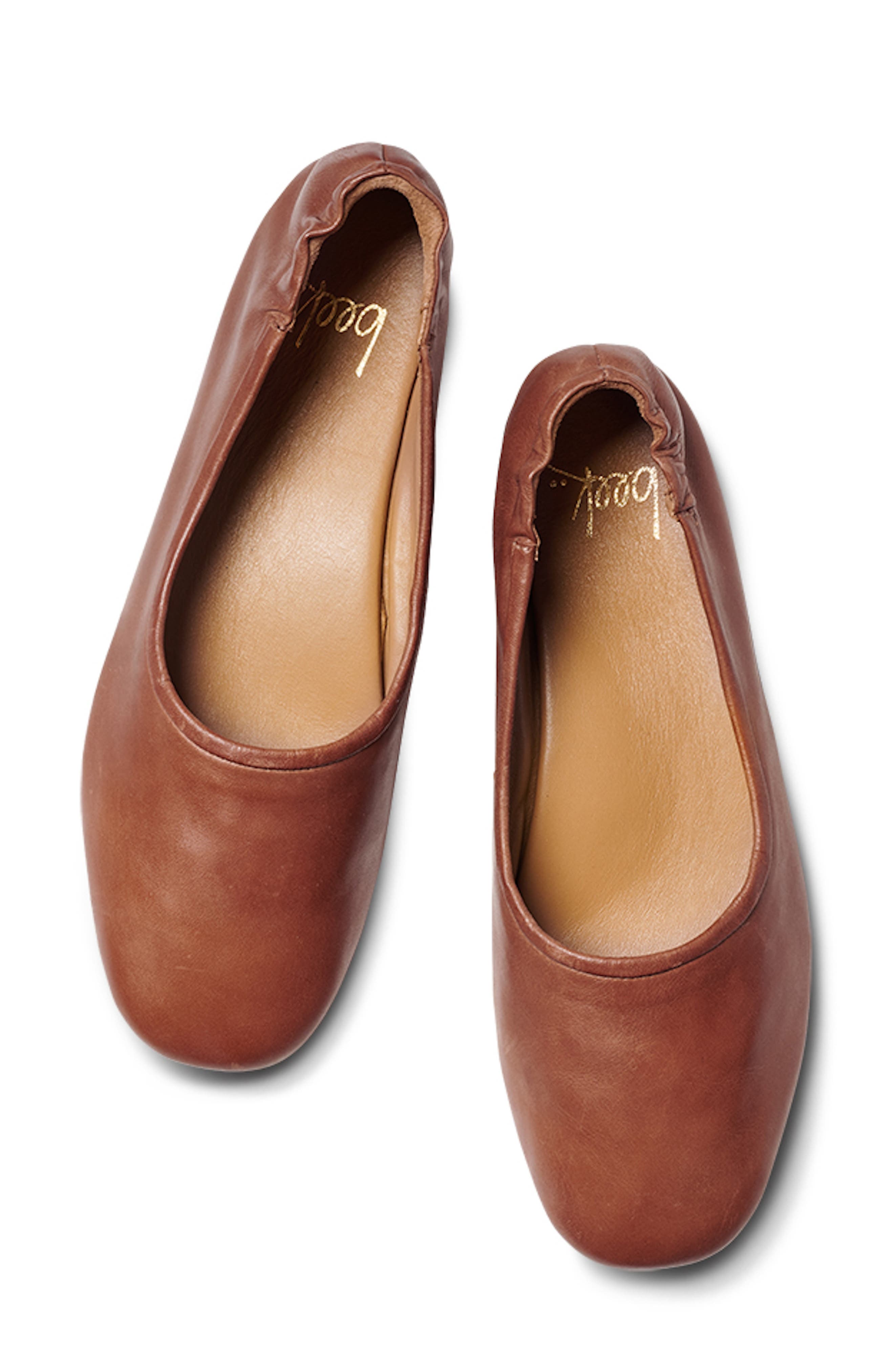 Swan Leather Ballet Flat, Alternate, color, COGNAC