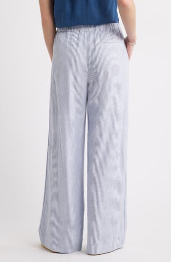 Caslon® Stripe Wide Leg Linen Blend Pants | Nordstrom