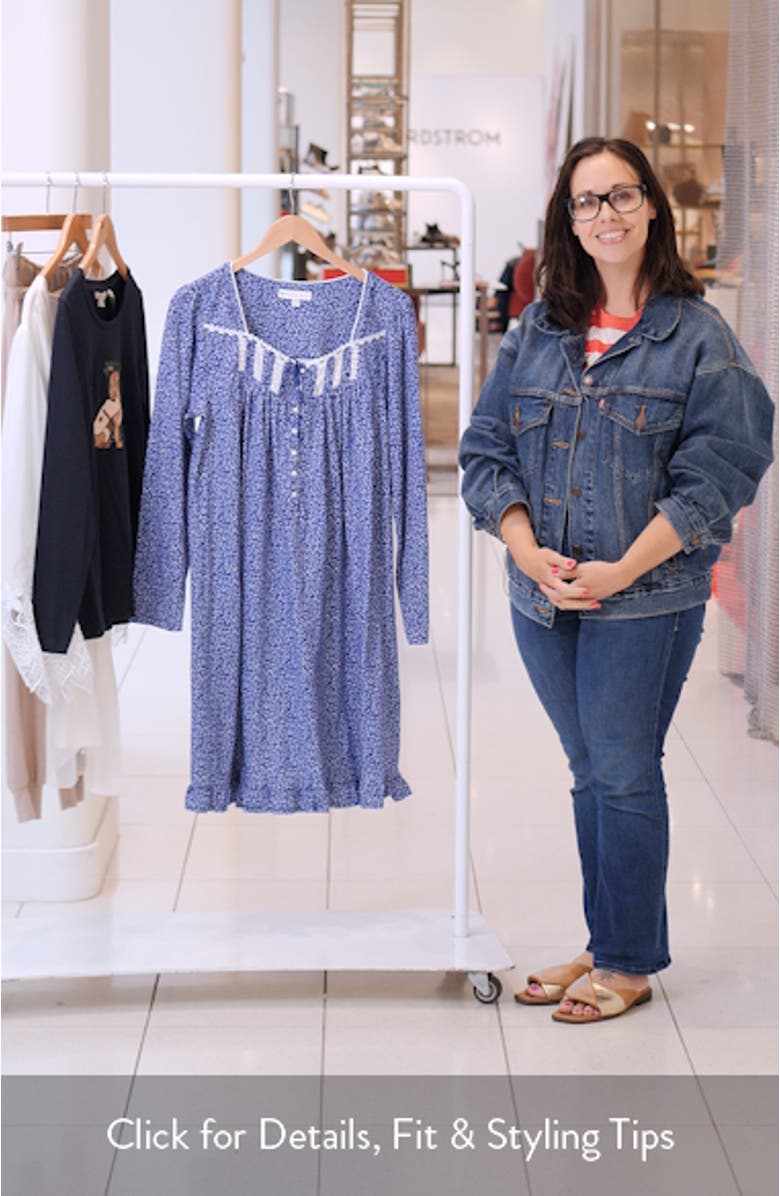 Long Sleeve Cotton Jersey Short Nightgown, sales video thumbnail