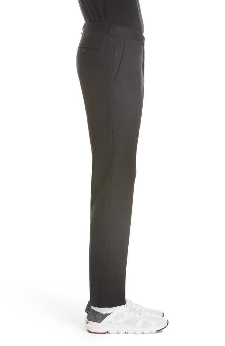 Z Zegna Flat Front Solid Stretch Wool Trousers, Alternate, color, 