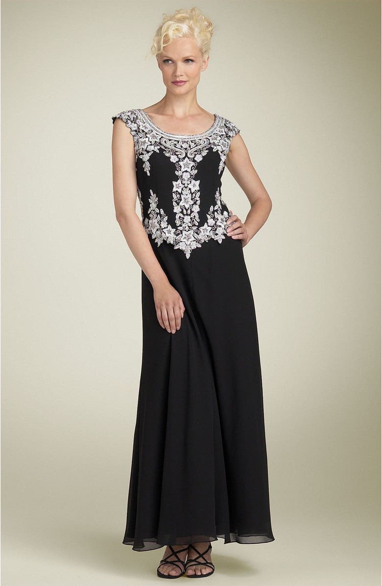 J Kara Mock Two Piece Scalloped Dress, Main, color,