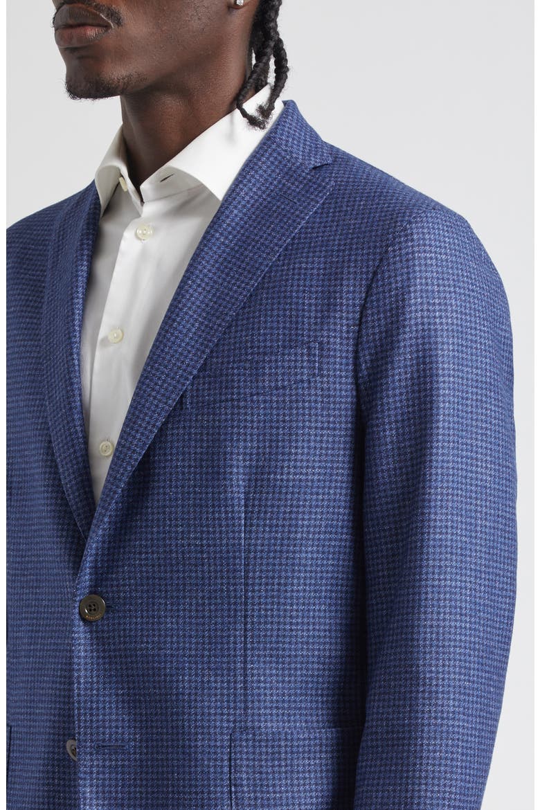 K-Jacket Blue Houndstooth Check Wool & Silk Blend Sport Coat, Alternate, color, BLUE