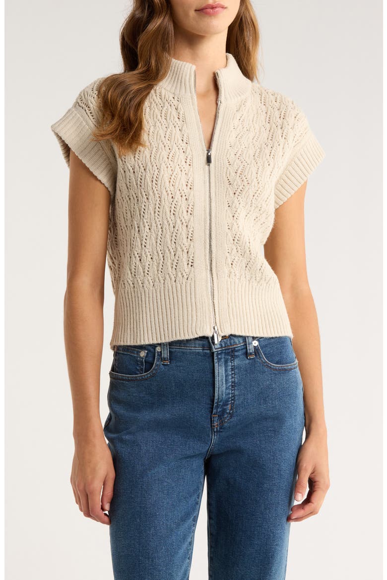 Pointelle Sweater Vest, Main, color, SUGAR OAK