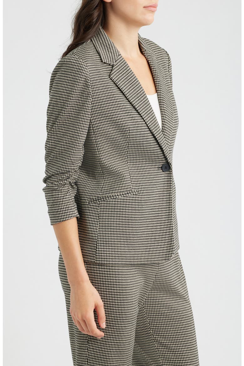 Scrunch Sleeve Houndstooth Blazer, Alternate, color, ANNE BLACK/ VICUNA