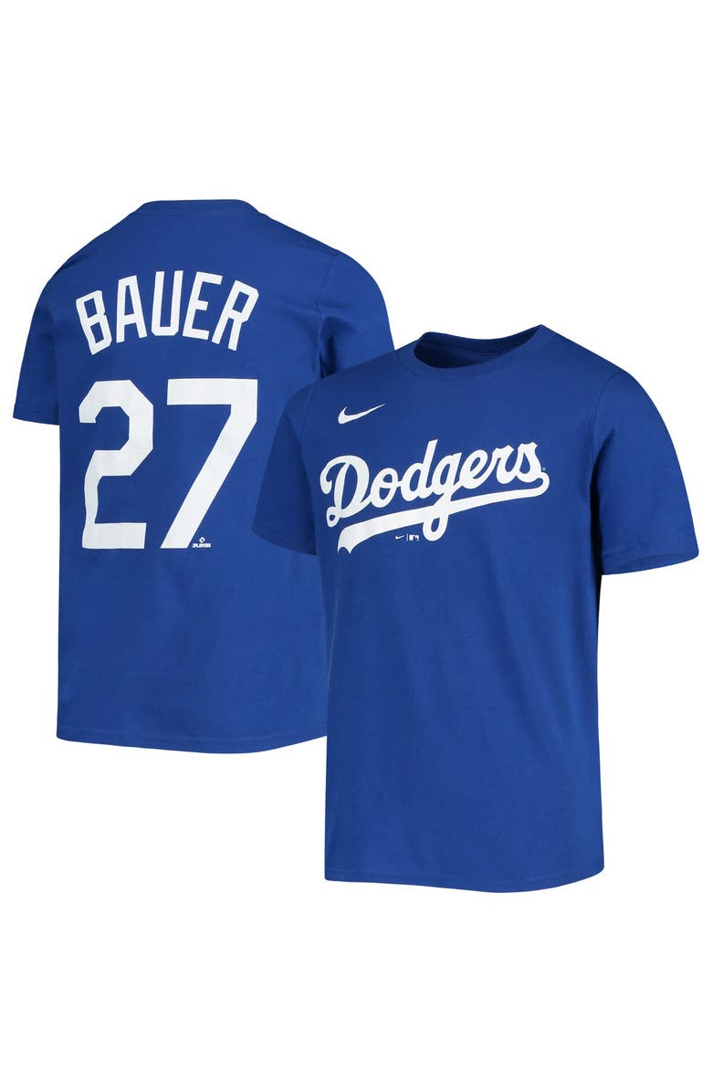 Nike Youth Nike Trevor Bauer Royal Los Angeles Dodgers Player Name & Number T-Shirt, Main, color, 