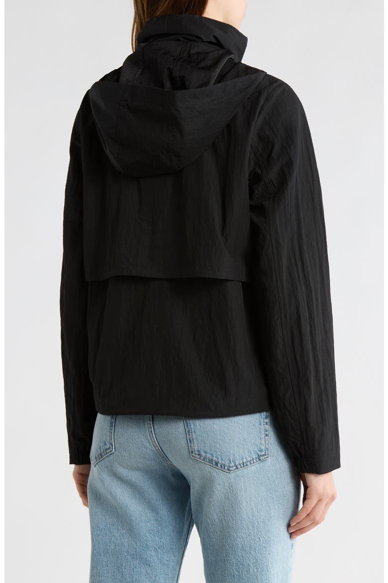Shiny Textured Crepe Jacket, Alternate, color, BLACK